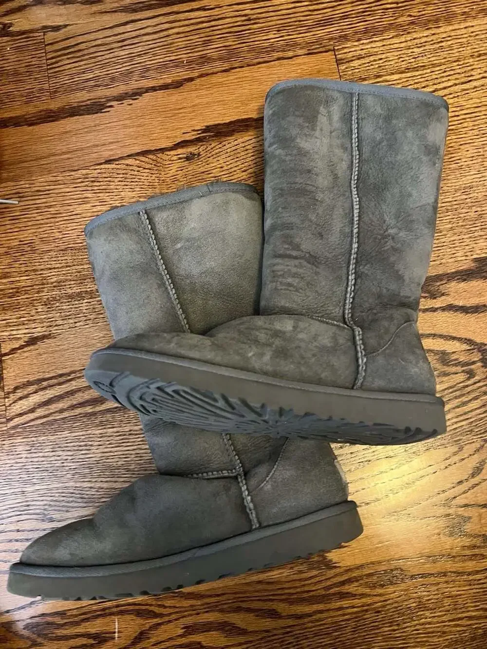 UGG Australia Classic Tall Boots Grey Suede Sheepskin Women's Size 7